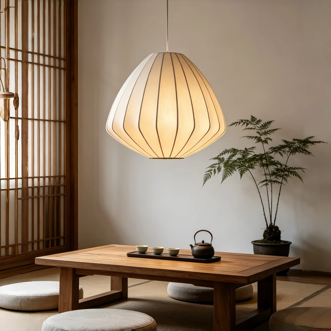 Nordic Cream Style Ribbed Pumpkin Pendant Light Modern Hanging Lamp for Living Room Bedroom Dining Room Kitchen CafeHome Decor