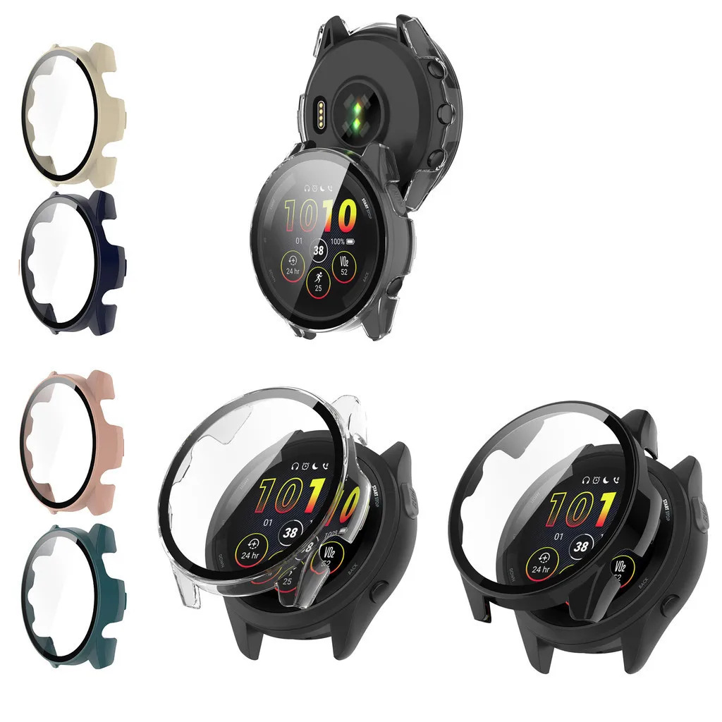 Ultra Thin Hard PC Case Tempered Glass Screen Protective Cover For Garmin Forerunner 165 965 255 255S 265 265S Smartwatch Case