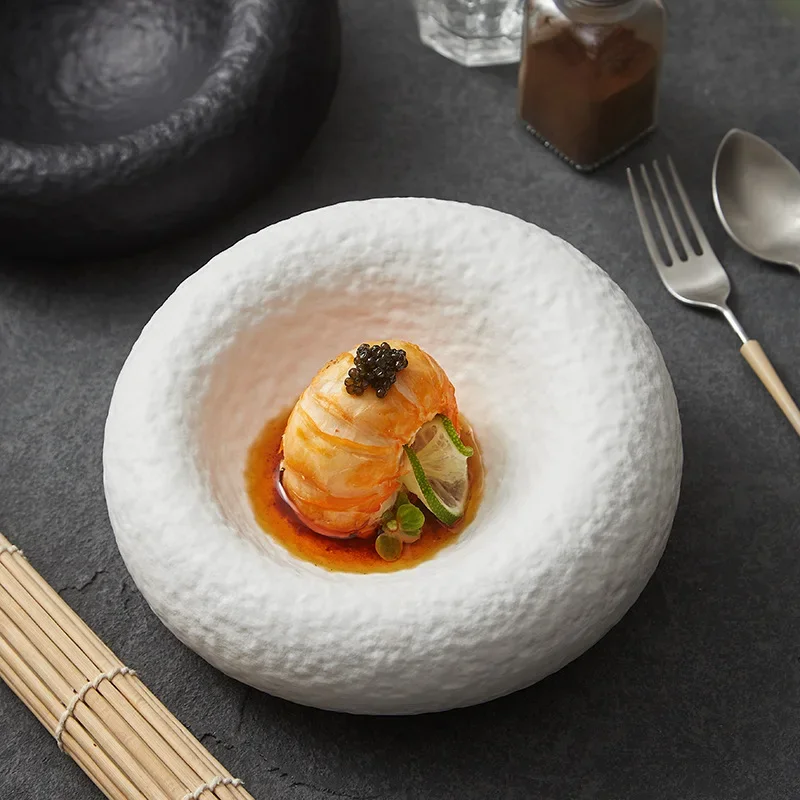Ceramic double-layer insulation plate Hotel special dessert High-end restaurant tableware Cold dish plate Soup