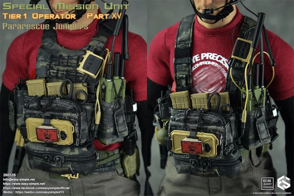 1/6 Easy&Simple ES 26053S Special Mission Unit Tire1 Operator Jumpers Hang Chest Vest Bags Belt Accessories Fit 12