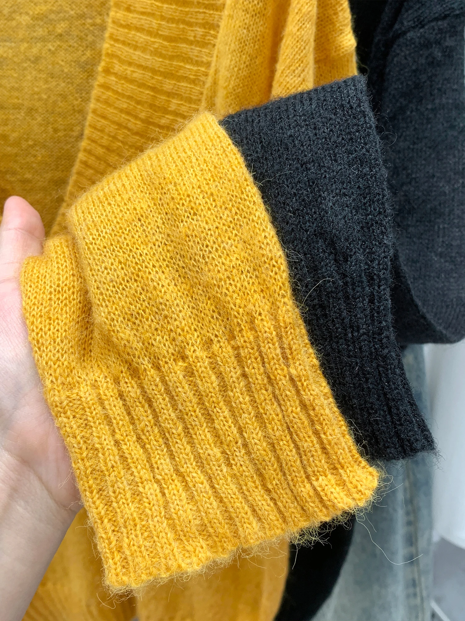 Loose Fit Women's Knitted Sweater Yellow V-Neck Pullover Slimming Inner Wear Casual Long Sleeve Polyester Nylon Blend