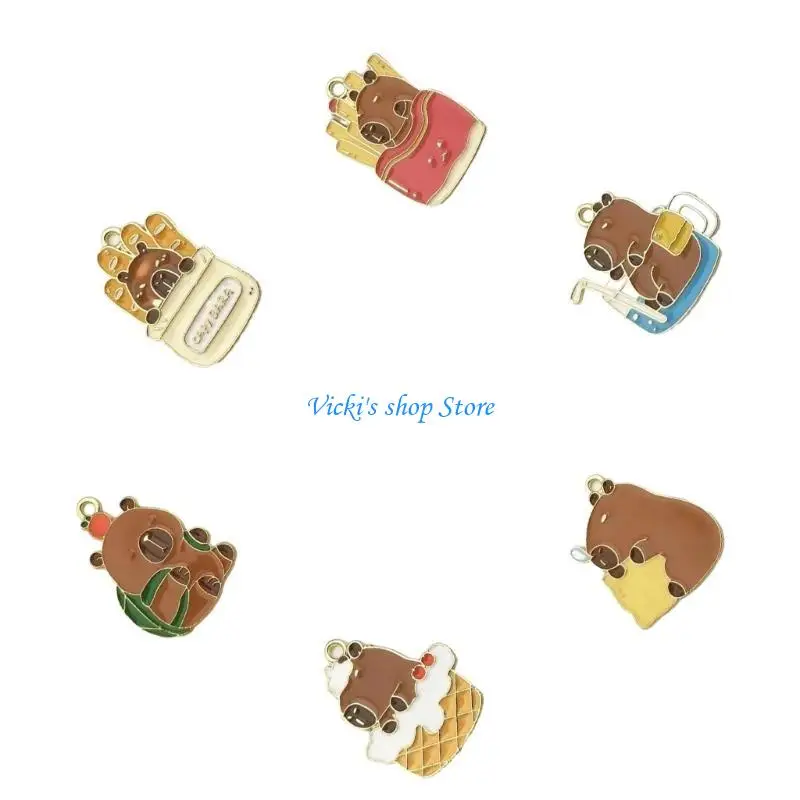 Stylish Elegant Color Capybaras Alloy Keychain Charm Pendant Versatile Dress Up Charm Accessory for Everyday Use