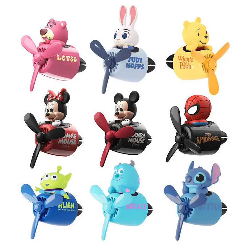 Disney Stitch Car Mounted Aromatherapy Kawaii Anime Cartoon Aircraft Toys Car Decoration Ventilation Vents Automobile Accessory