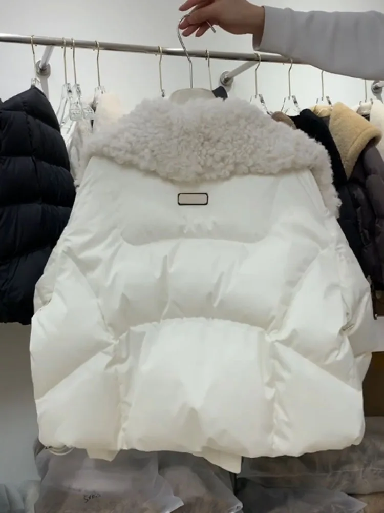 Coreano Sle ort blanco Puffer Jaet mujer invierno 2025 nuevo diseño cuello grande pan abrigo Thiened largo Sve cremallera