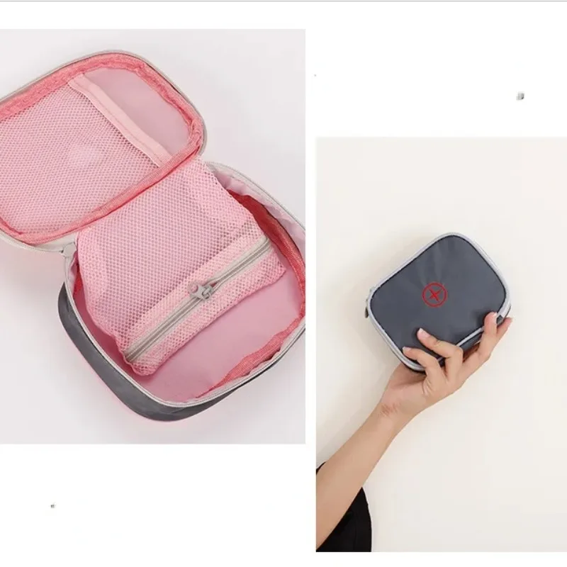 مجموعات طبية فارغة في الهواء الطلق حقيبة أدوات الإسعافات الأولية للسفر المحمولة حافظة طبية صغيرة الوردي حبوب الضمادات حقيبة التخزين طقم الطوارئ