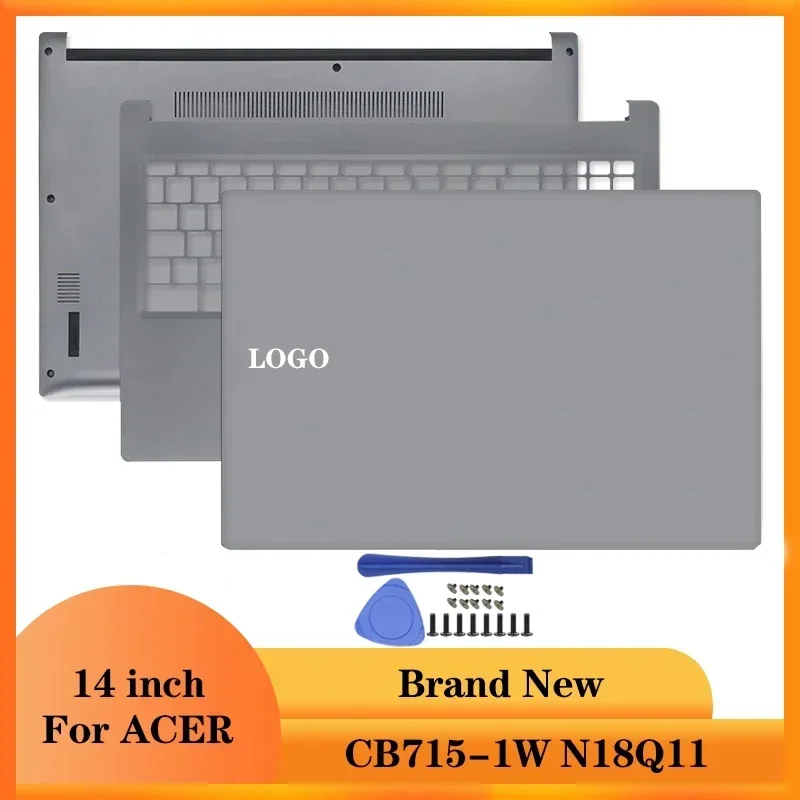 

NEW Laptop LCD Back Cover/Palmrest Upper Case/Bottom Case For Acer Chromebook CB715-1W N18Q11 Gray Laptops Case