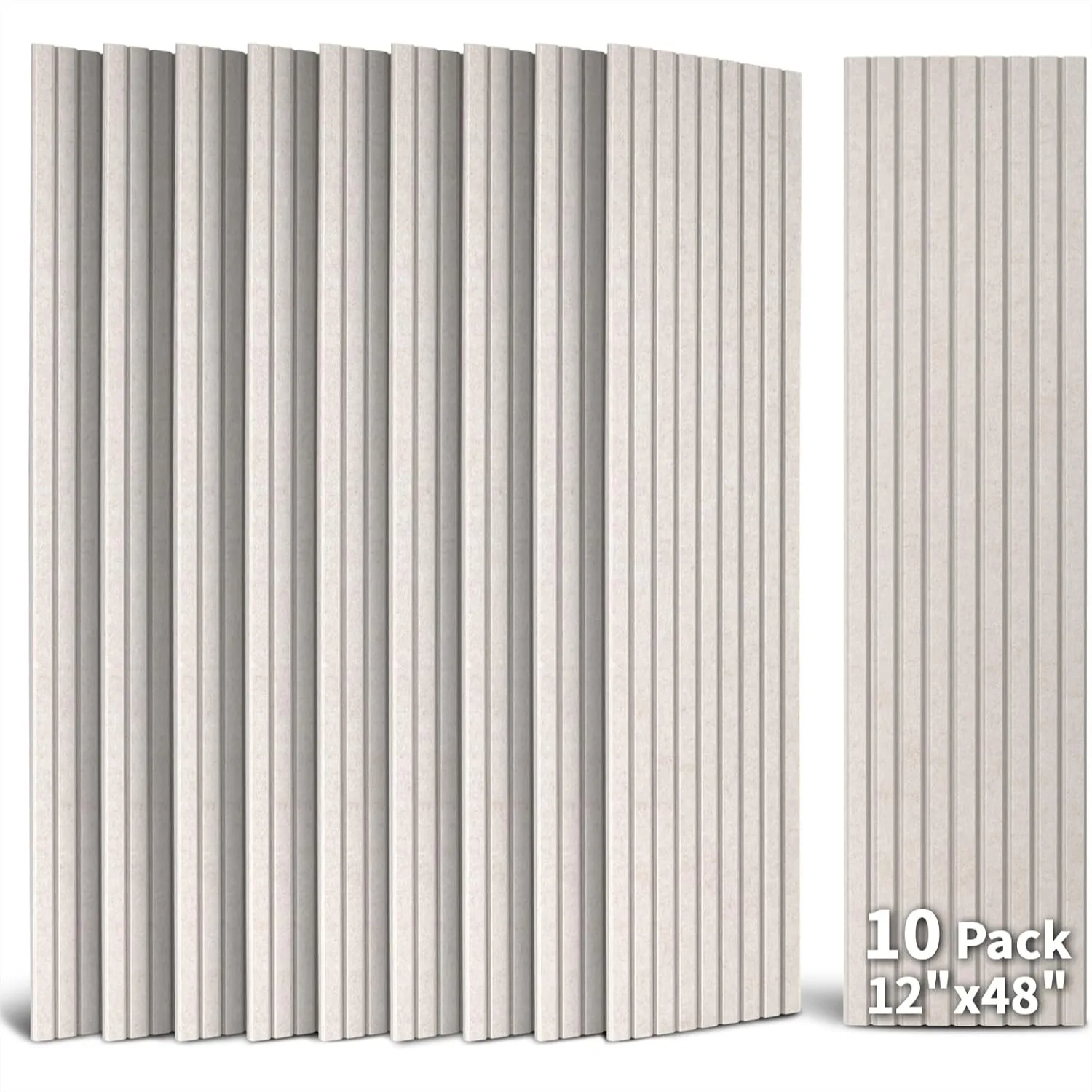 

Acoustic Panels 10 Pack 48x12x0.35in Self Adhesive Soundproof Wall Panels, High Density Sound Absorbing for Recording Studio