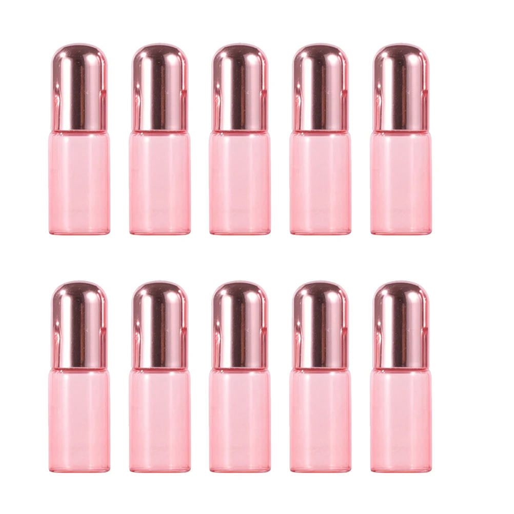 Flacons à bille rechargeables de 2 ml, 10 pièces, en verre doré rose, contenants d'huile essentielle, compacts, anti-fuite, pour mélanges de parfum, aromathérapie
