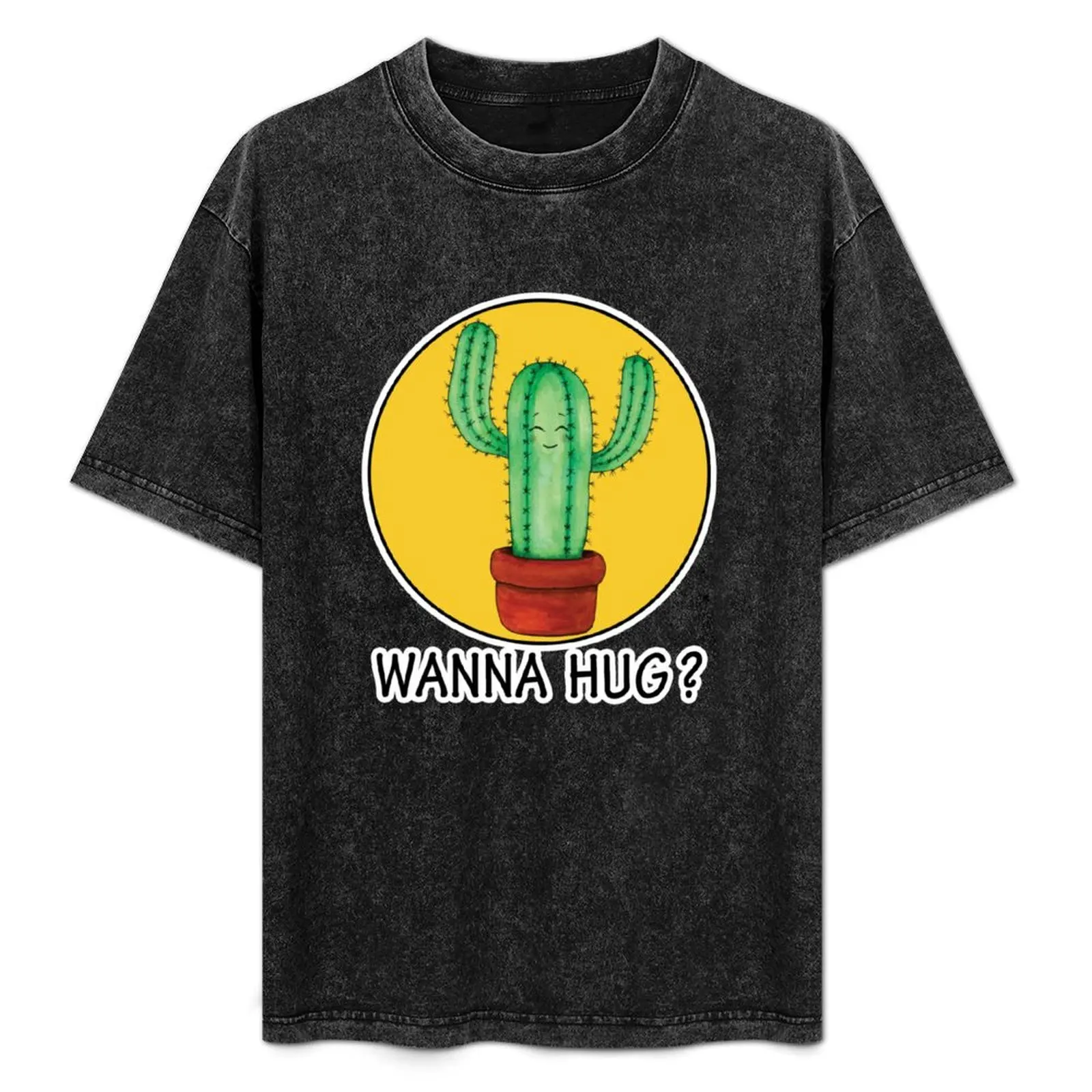 Wanna hug cute cactus - funny T-Shirt Basic Lightweight Short Sleeve Tee