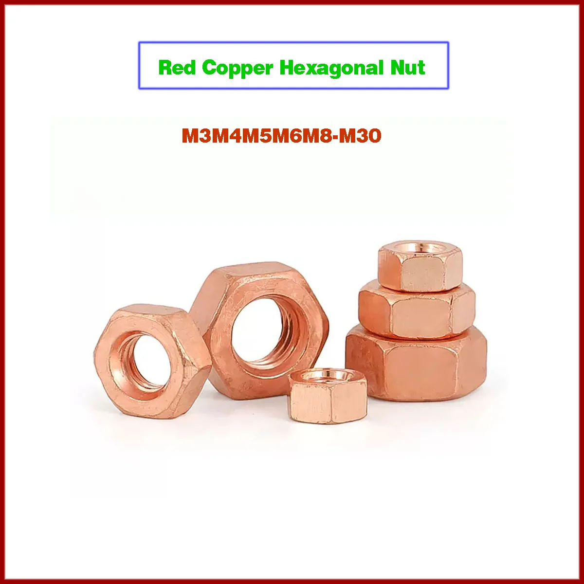 Red Copper Hexagonal Nut/Locking Screw Cap M3M4M5M6M8-M30