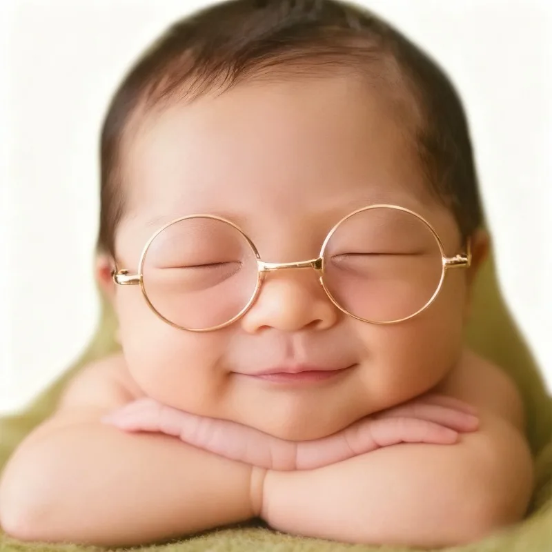 Newborn Photography Glasses Prop, Retro Vintage Baby Sunglasses for Photoshoot, Stylish Infant Photo Accessories for Boy Girl