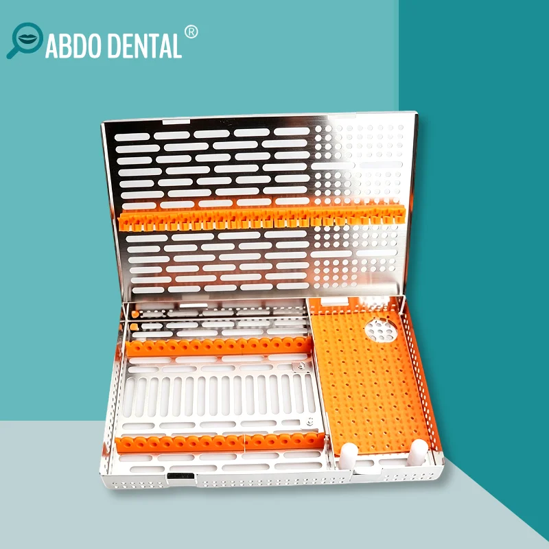 

Dental Implant Instruments Sterilization Box 20-Slot Stainless Steel Holder Case for Surgical Tools