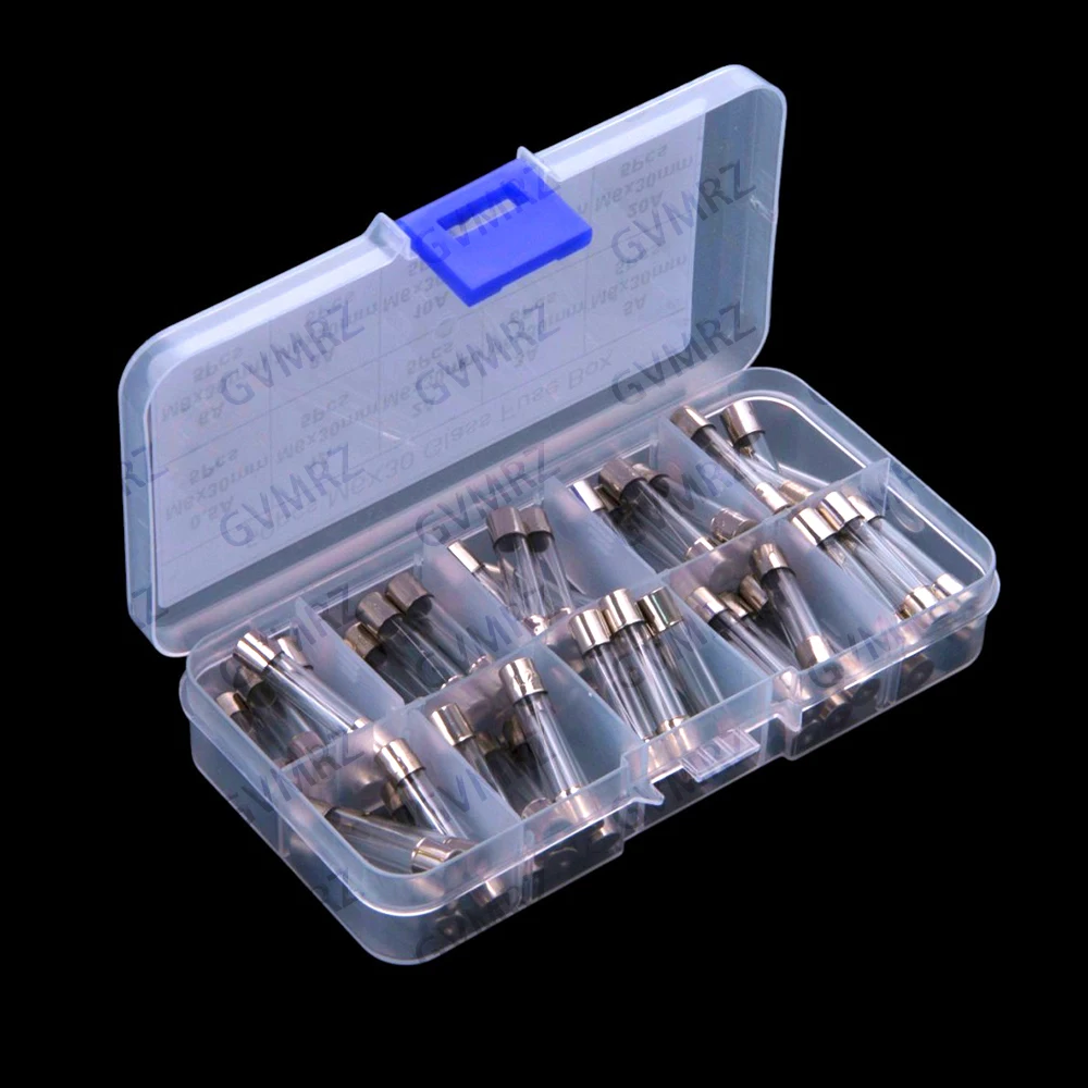 50pcs 0.5A 1A 2A 3A 5A 6*30MM Glass Fuse Tubes 250V Box 0.5A 1A 2A 3A 5A 6A 8A 10A 15A 20A