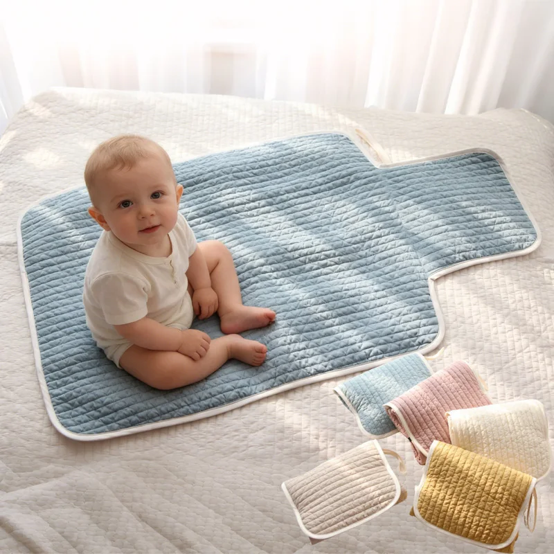 

Разноцветный коврик для пеленания новорожденных, 2025 г., хлопковый водонепроницаемый портативный большой матрас для пеленания, напольные игровые коврики, пеленальные подушечки