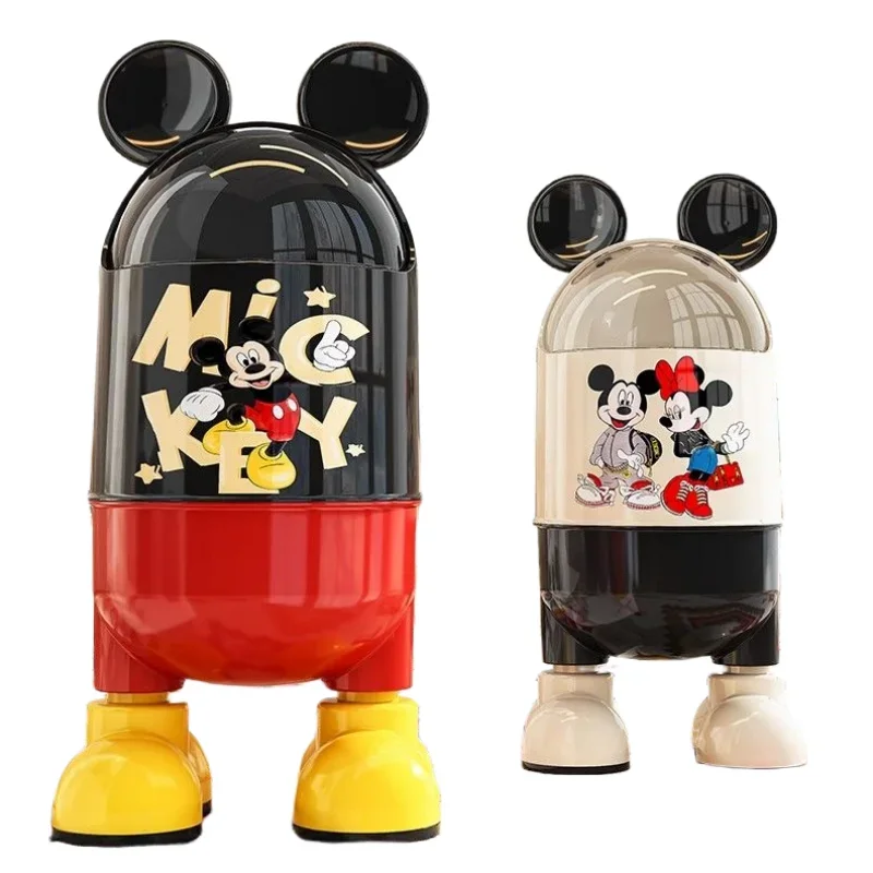 Disney Mickey Cartoon Trash Can Creative Living Room Household Covered Garbage Storage Trash Can Ornaments Household Products