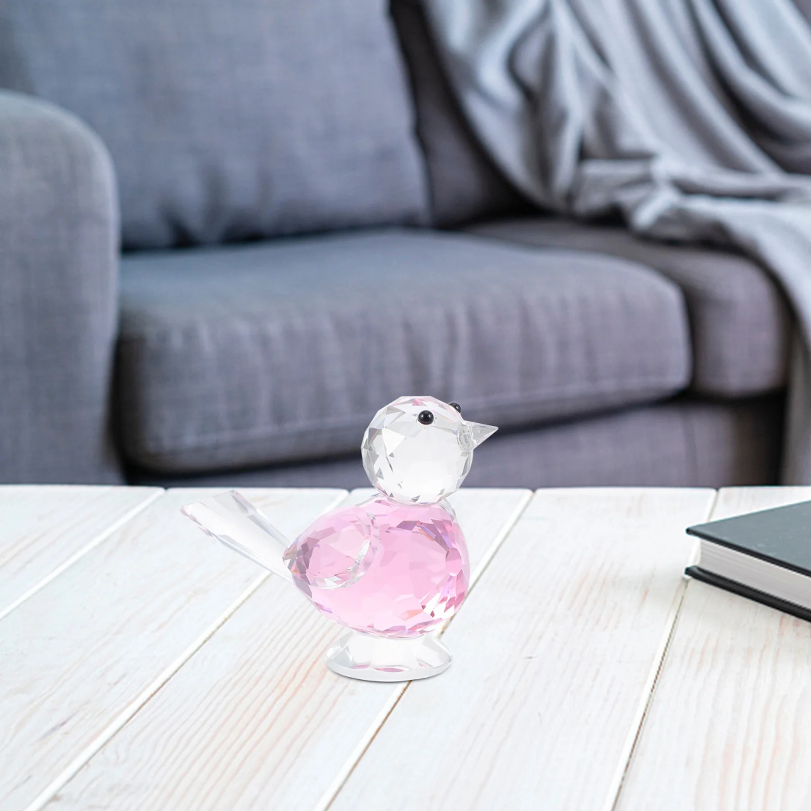 

High Quality Crystal Glass Bird Sculpture Colored Desktop Ornament Creative Hand Blown Home Decoration