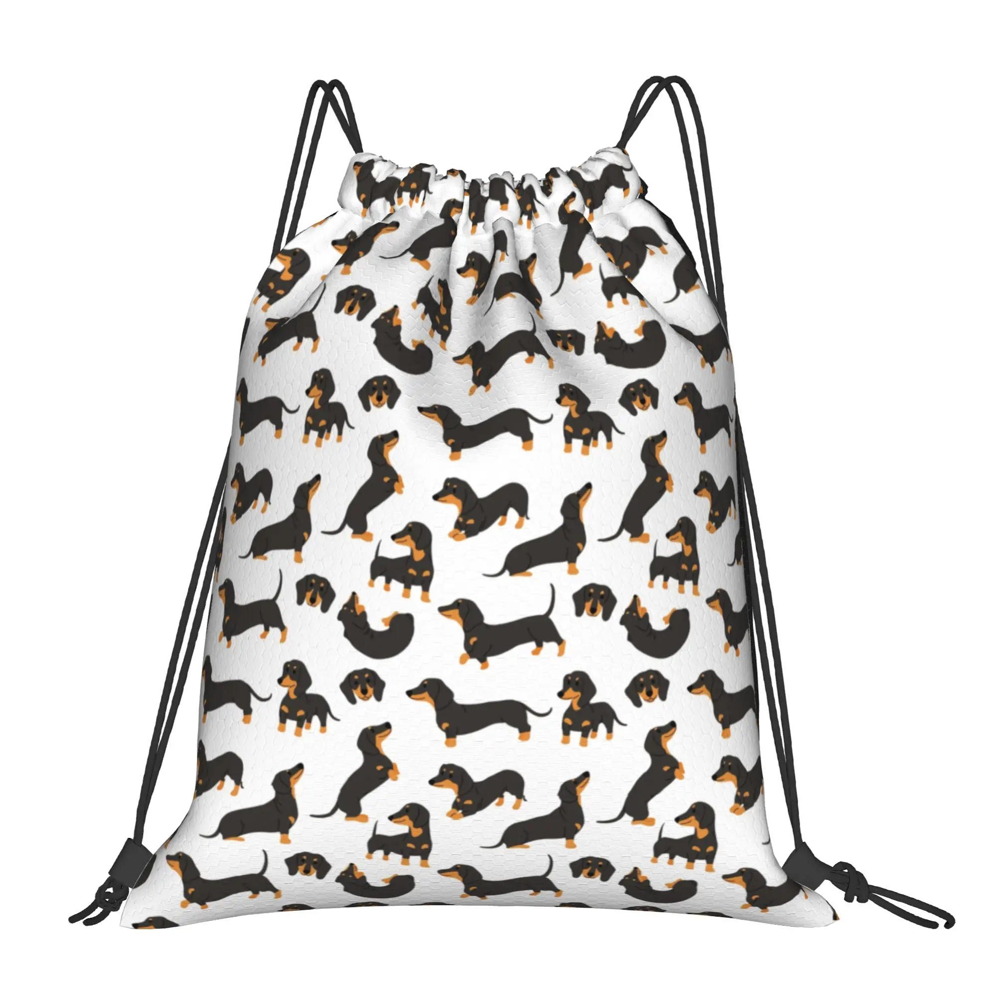 Custom Dachshund Sausage dog Pattern Drawstring Backpack Bags Women Men Lightweight Gym Sports Sackpack Sacks for Traveling