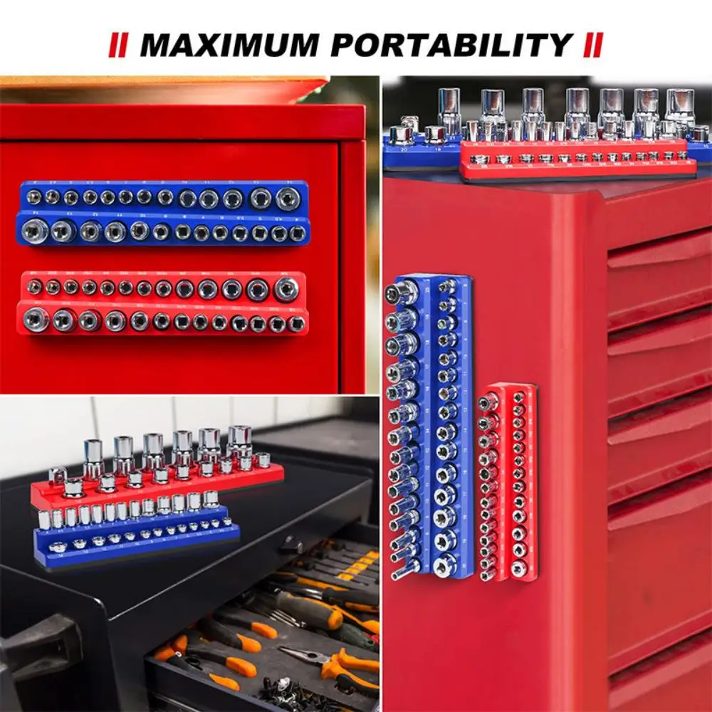 Magnetic Plastic Socket Holder Metric & SAE Magnetic Socket Organizer Rack 1/4