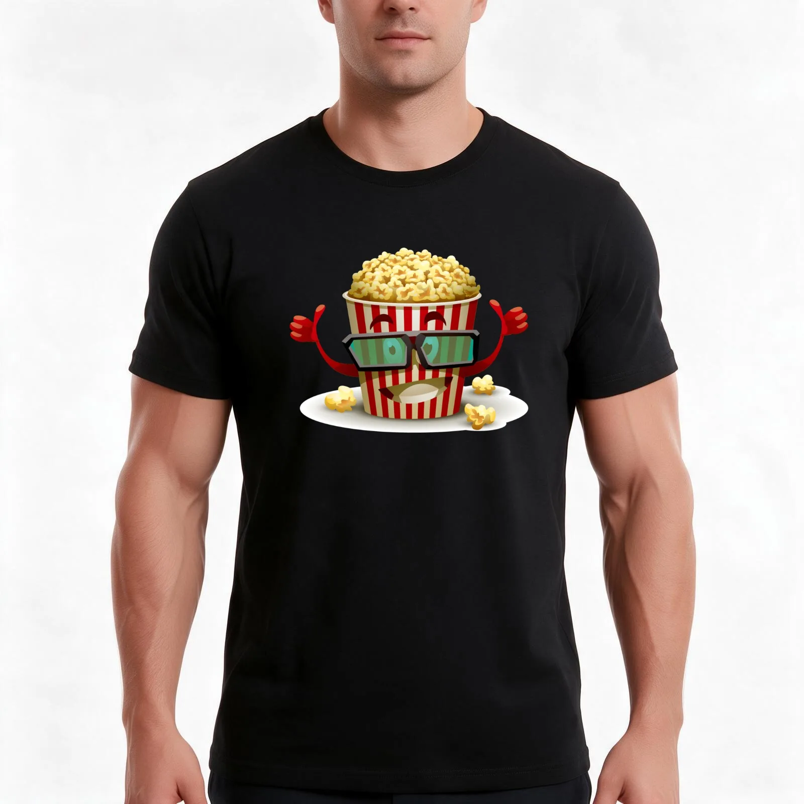 Cool movie Pop Corn - popcorn T-Shirt Summer Casual Cotton Tee Oversized Streetwear Tops Vintage Graphic Print 100% Cotton