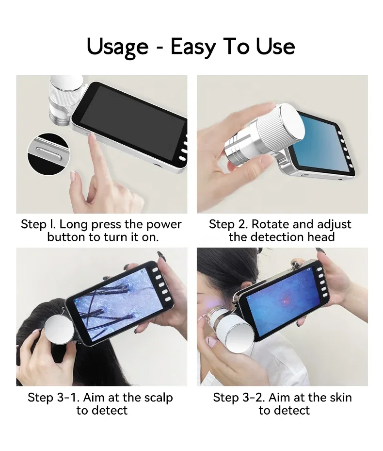Meiboyi البسيطة التحقيق العروة رئيس محلل فروة الرأس معدات صالون تجميل الماسح الضوئي المحمولة آلة تحليل الشعر الشحن السريع #4