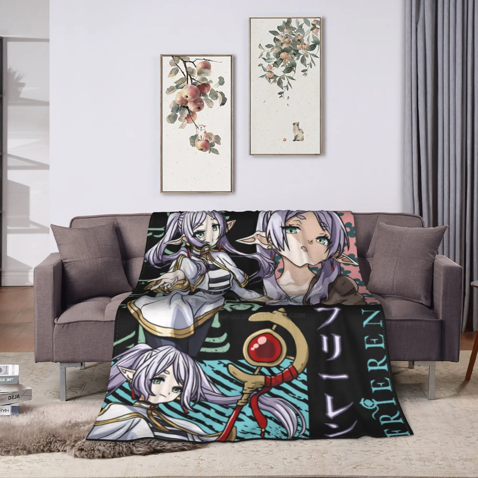 Frieren Beyond Journey's End Blanket  Travel Office Flannel Throw Blanket For Couch Chair Soft Custom Quality Bedspread Gift