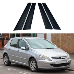 4PCS Door Window Trim Pillar Posts Sticker Decal Cover Car Accessories For Peugeot 307 2001 2002 2003 2004 2005 2006 2007 2008