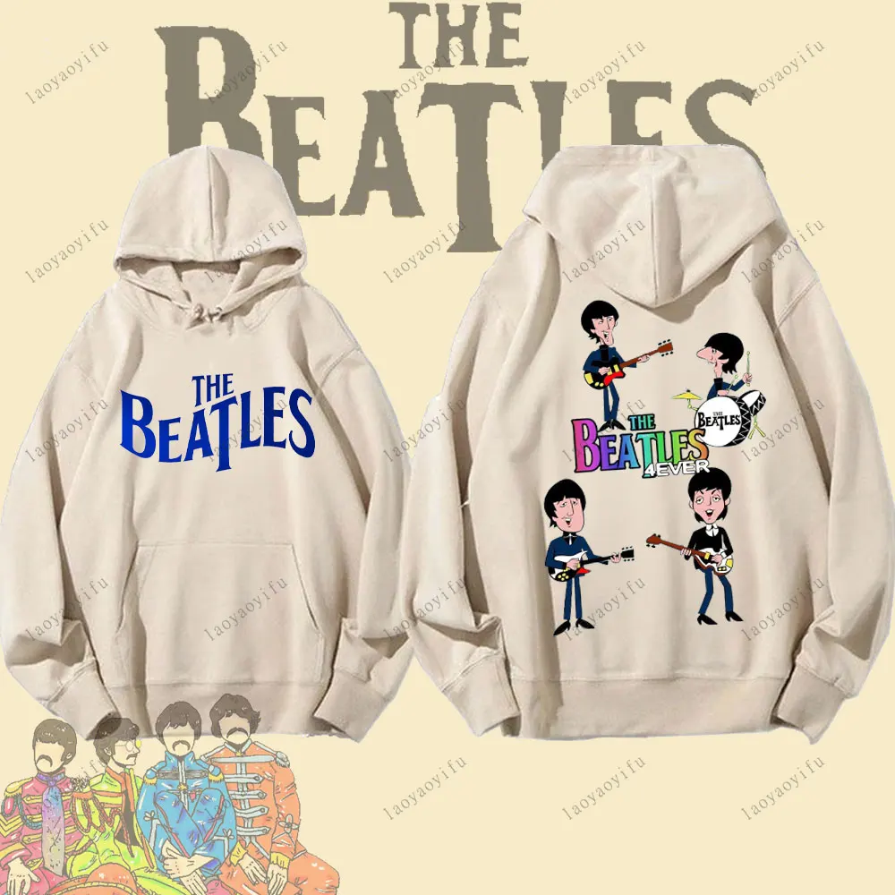 

Vintage Rock Long-Sleeved Hoodie By The Beatles Winter Fashion Keep Warm Men's Hoodie Aesthetic Clothes Drop Shoulder Tracksuit