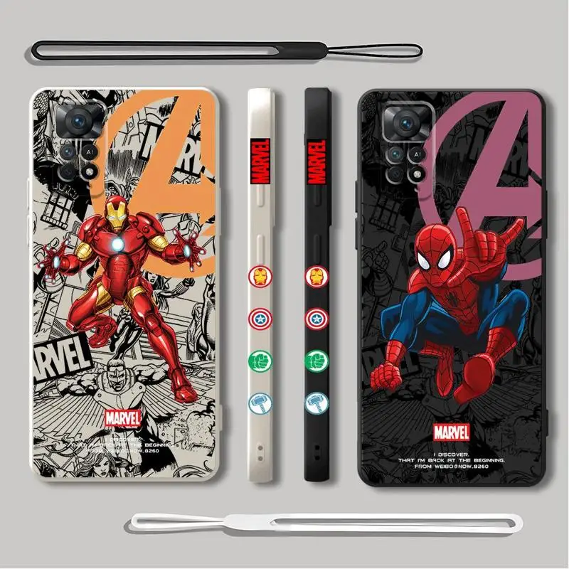 Ironman Spiderman Marvel Phone Case for Vivo Y36 Y35 Y50 Y51 Y31 Y21 2021 Y22 2022 Y22S Y20S Y20 Y17 Y15S Square Liquid Cover