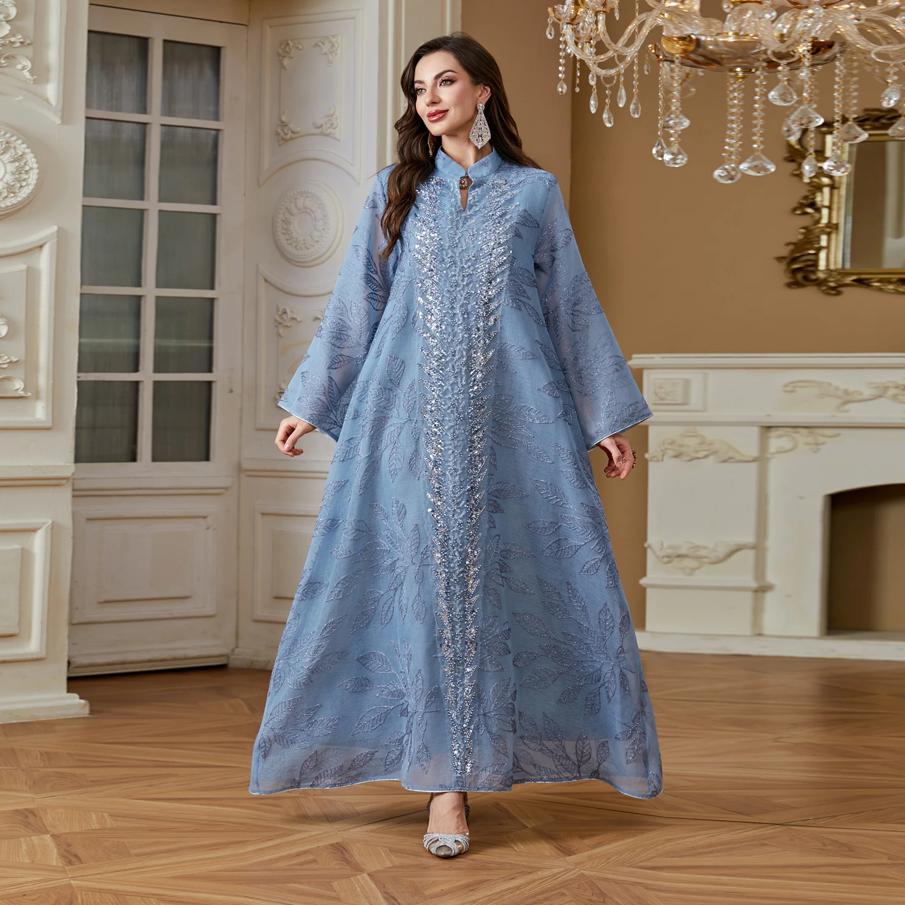 Dress Women Eid Muslim Abaya Party Dresses Jalabiya Sequins Vestidos Kaftan Islam Arab Long Robe Ramadan Morocco Dubai Abayas
