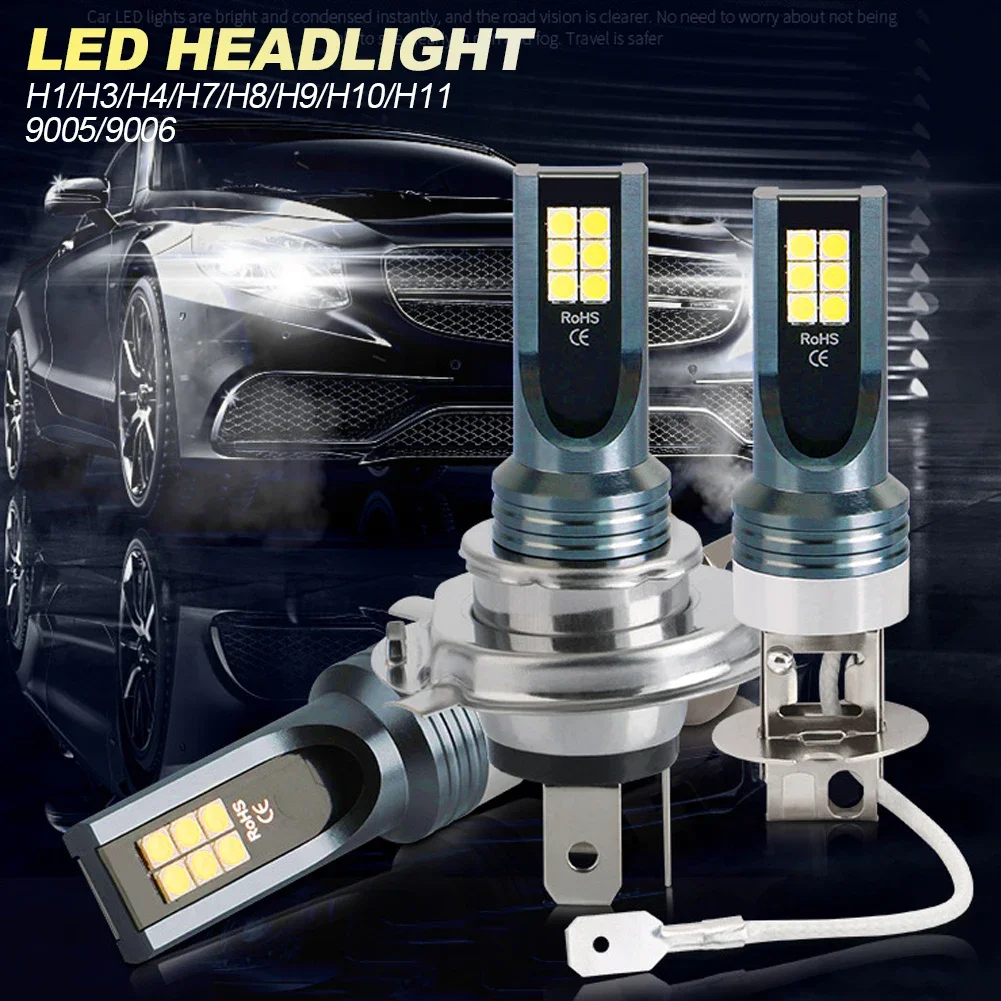 1/2X H4 H7 LED المصباح لمبة H11 H8 H9 H10 H1 H3 سيارة الضباب مصابيح كهربائية 9005 9006 السيارات القيادة تشغيل مصابيح 12000LM 80 واط 12 فولت