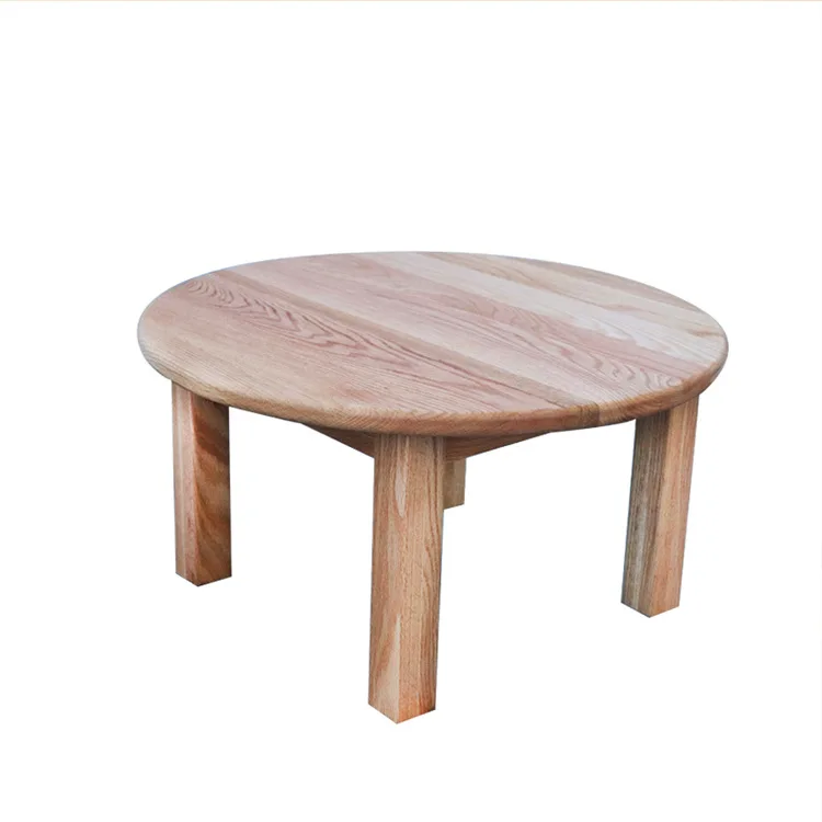 

Solid wood round table Nordic round tatami log style coffee table household small apartment living room