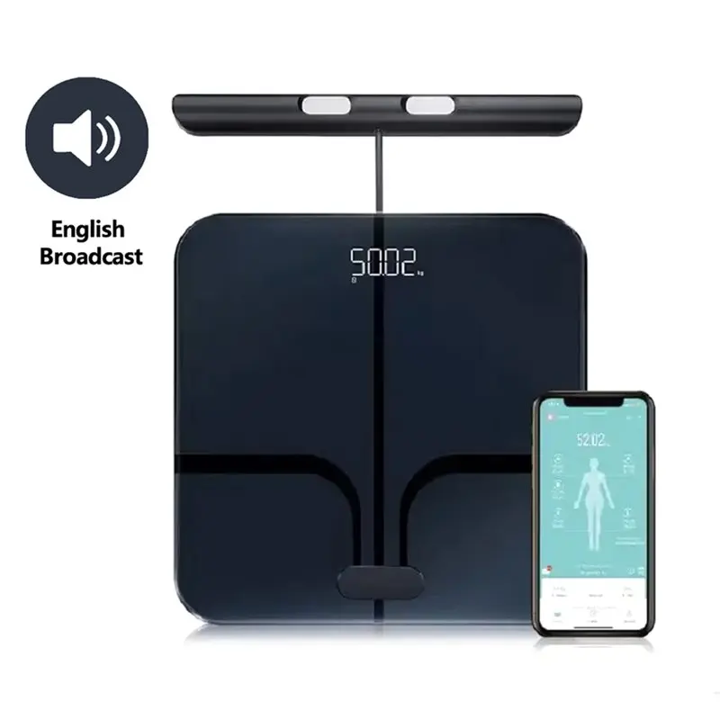 【ESSENTIALS 】Professional Composition 8 Electrodes Bioimpedance Smart Body Weight Scale Body Fat Scale Voice Broadcast Scale