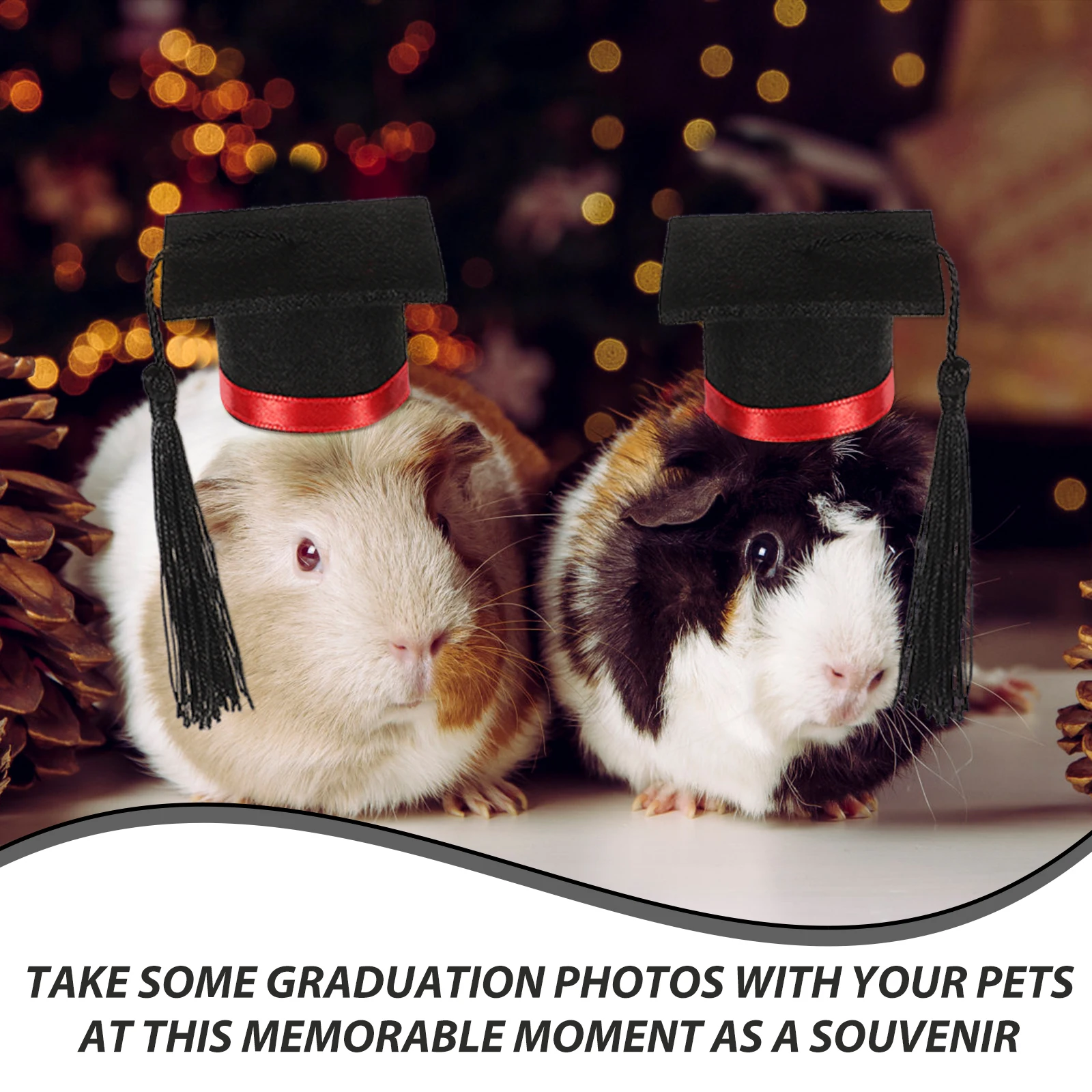 

Pet Doctor Small Animal Decoration Graduation Cap Mini Green Tassel Photo Guinea Pig Hat Prop Hamster Costume Party Hat