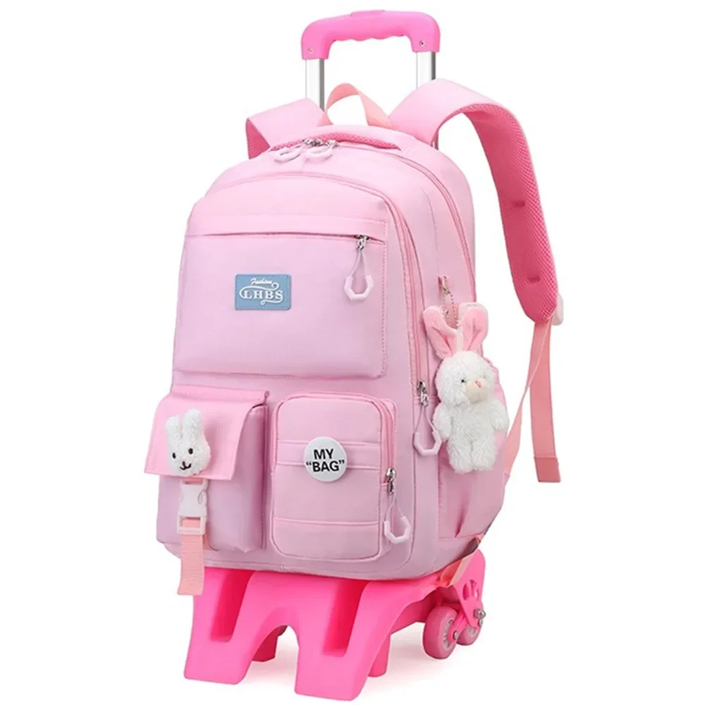 Removable Trolley Case School Bags 2 6 Wheeled Schoolbag Waterproof Children Shoulder Backpack Travel Luggage Girl Book Handbag