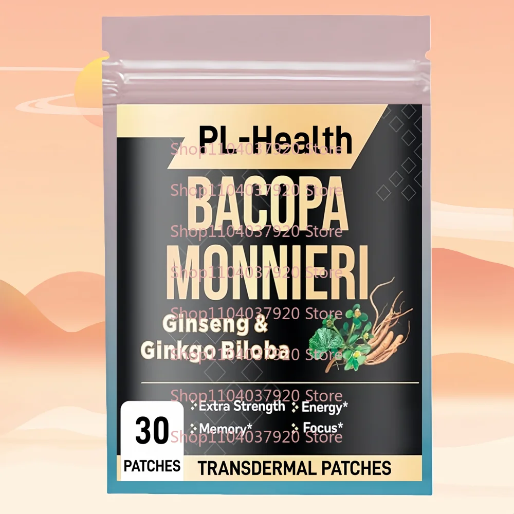 

30 патчей Bacopa Monnieri Transdermal Patches с женьшенем и гинкго билобой для фокуса и концентрации, поддержка памяти
