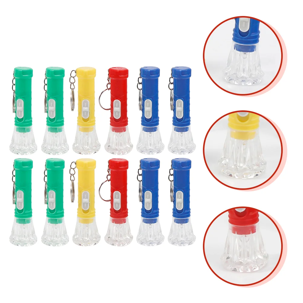 20 Pcs Mini Flashlight Keychain Small Transparent Portable LED Torch for Kids Camping Decorative Hanging Pendant Toy