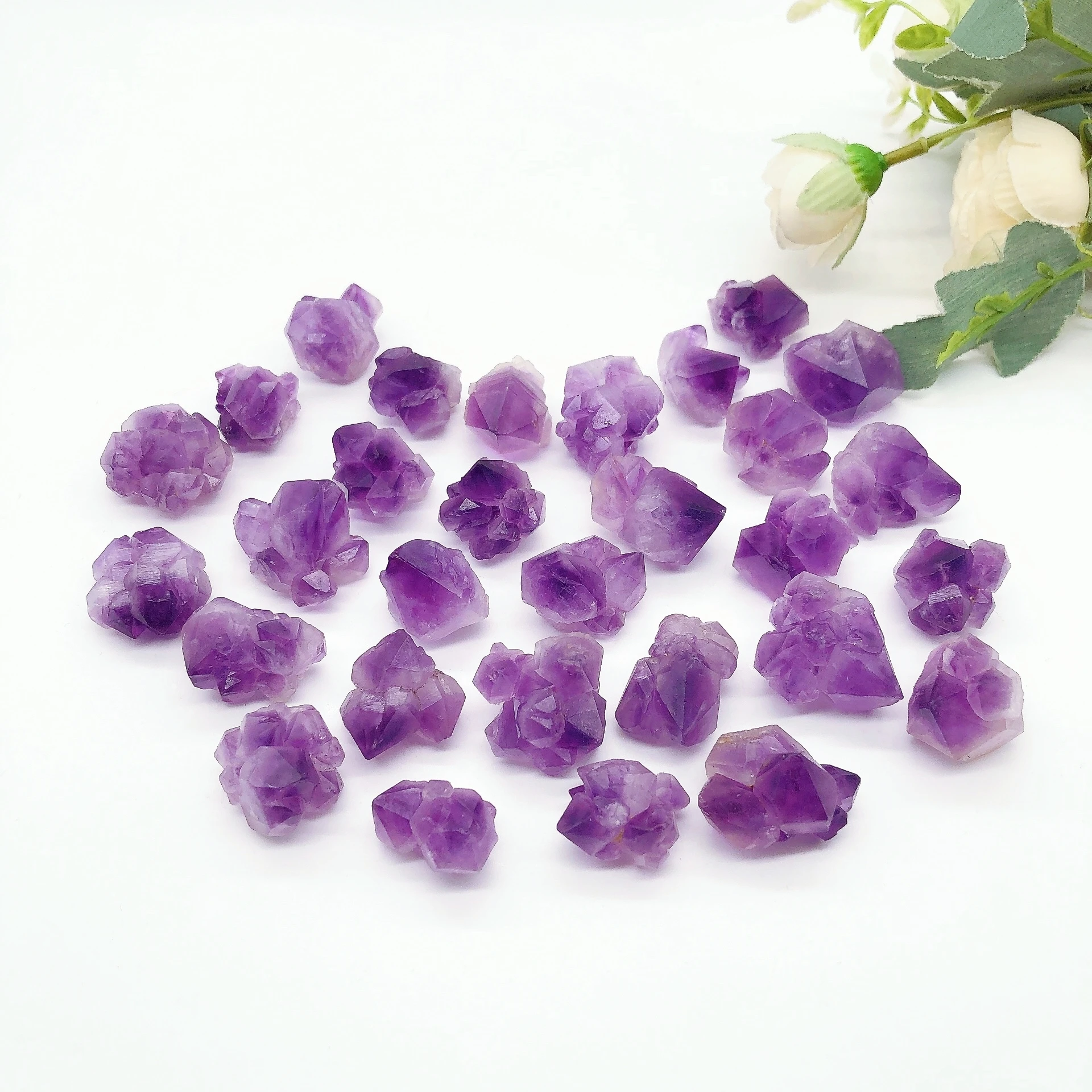 Natural Amethyst Flower Point Cluster Crystal  Purple Quartz Raw Mineral Stone Rough Energy Healing Gemstone Home Decor Gift