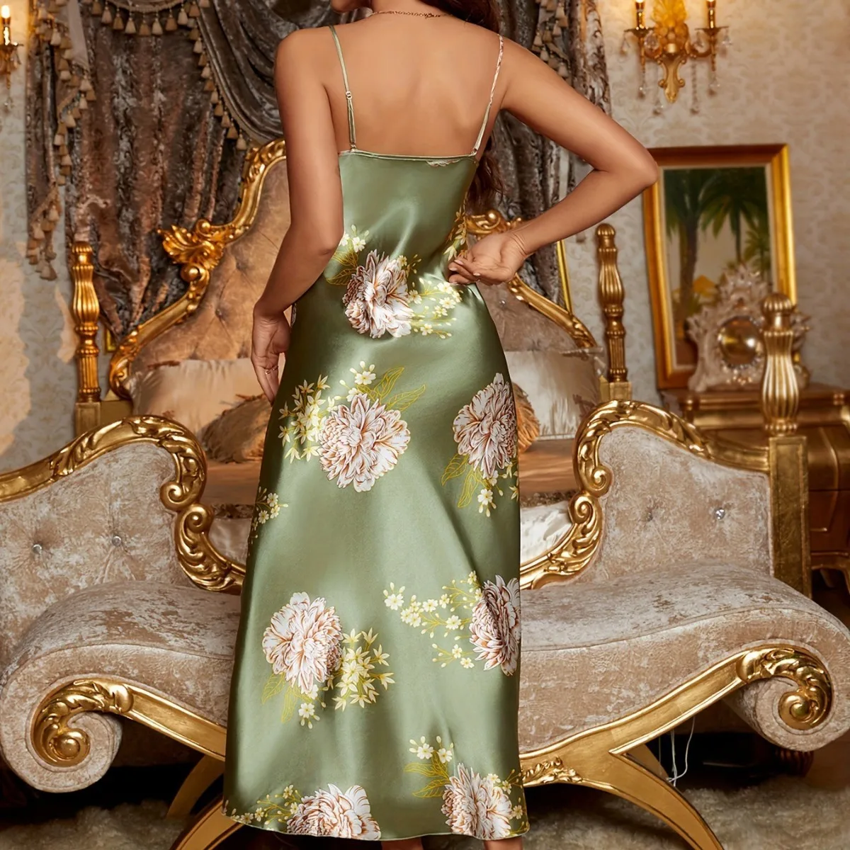 

Sexy Sleeveless Floral Robe Comfy Cotton Sleepwear Robe Long Printed Nightgown Robe Soft Light Breathable Pajamas For Women