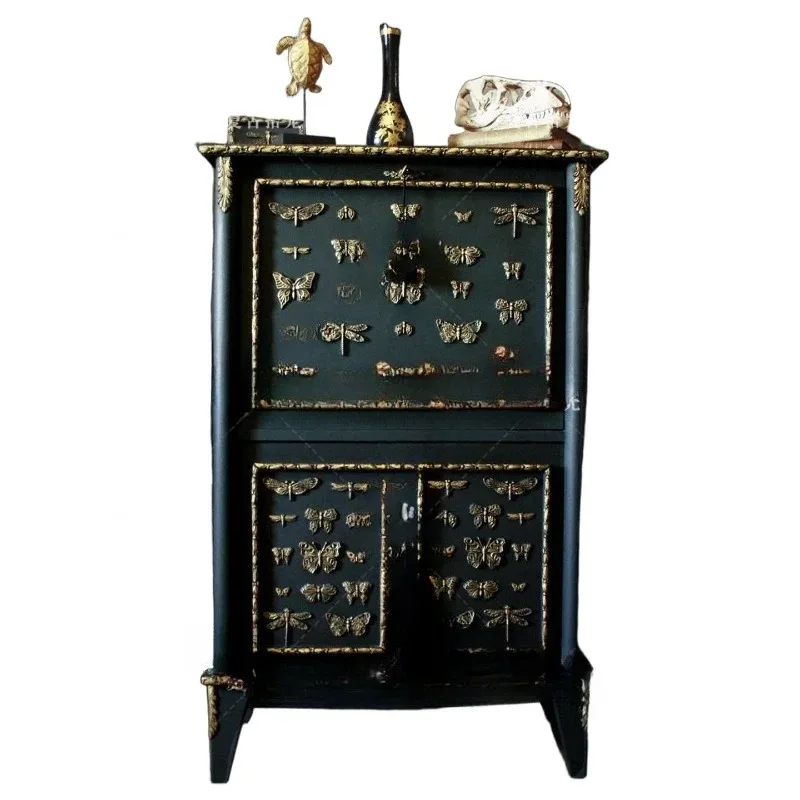 Retro solid wood porch cabinet living room locker storage cabinet