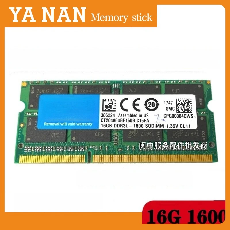 

For CRUCIAL 16G DDR3 PC3L-1600 SODIMM Laptop Memory Stick
