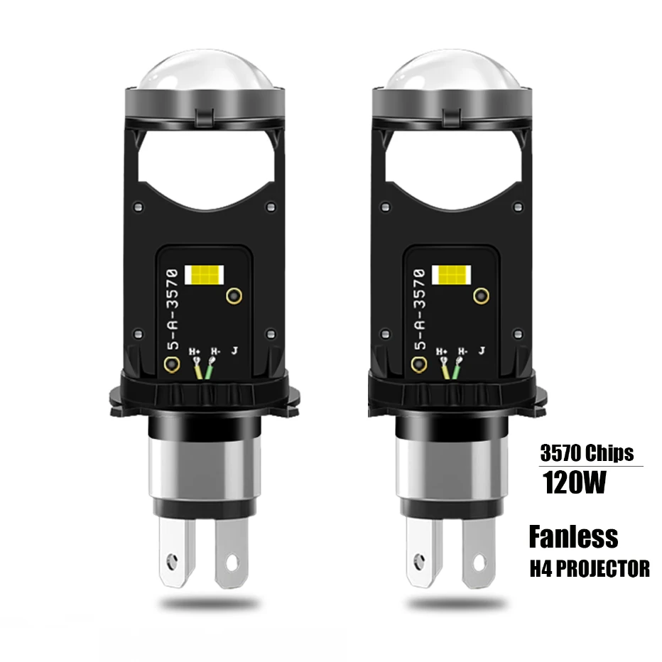 LED Lens Projector Bulb H4 H7 H11 120W Canbus 30000LM Fanless Headlight For Car/Motorcycle High Low Beam 12V 24V Plug&play