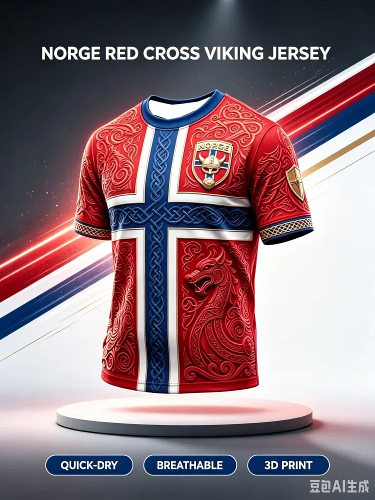 2027New Norway National Style Fan Customized Casual Sports Fast Drying Breathable 3D Printed Tee For Family And Children's Wear