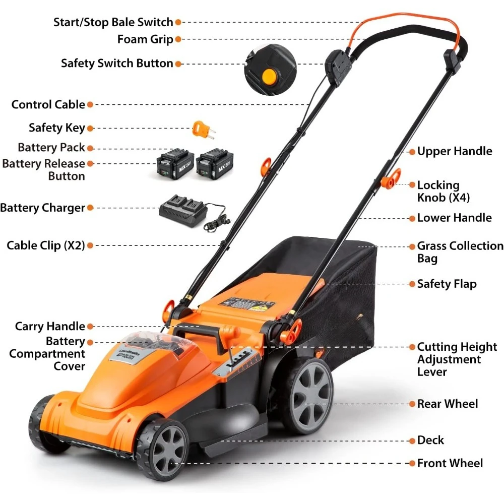 CLMF4817E 48V MAX* Brushless Mower with 2X24V MAX* 4.0Ah Battery and A Dual Charger,Walk-Behind Lawn Mowers