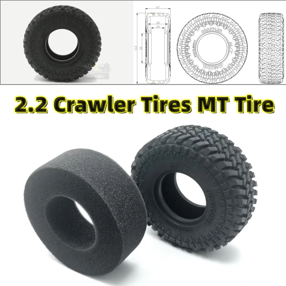 MT الإطارات 133 مللي متر 2.2 على الطرق الوعرة الإطارات الزاحفة الإطارات JDM-123 ترقية ل RC الزاحف سيارة التحكم عن بعد قلابة لعبة أجزاء #1