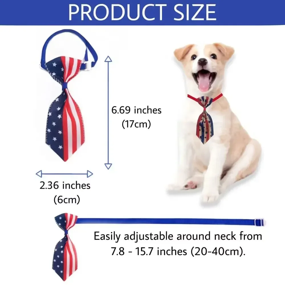 30/50pcs 4th of July Dog Bow Ties Blue Red Collars for Pet Puppy Pet Bow Tie American Independence Day Holiday Supplies