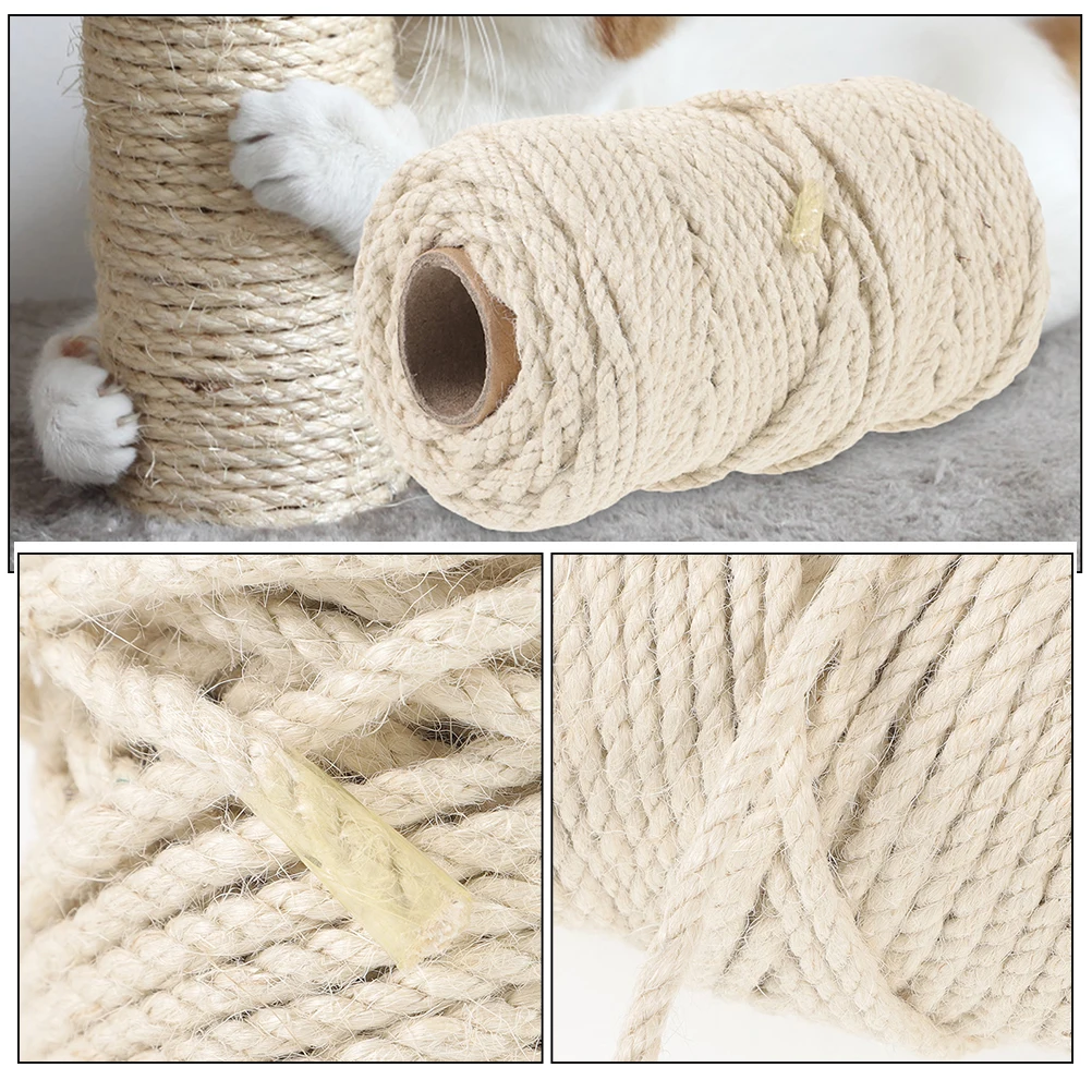

Sisal Rope 5mm 50m White Cat Tree Replacement Accessories Scratching Material Cuttable Rope DIY Projects Pet Supplies Wear