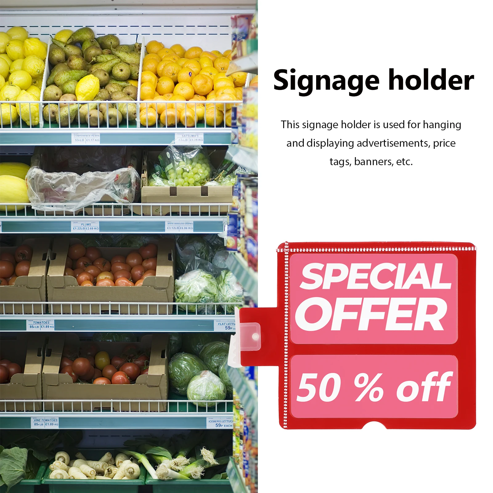 

Label Plastic Sign Holder Clips Retail Signs for Shelves Display Merchandise Multi-function Holders Tabs