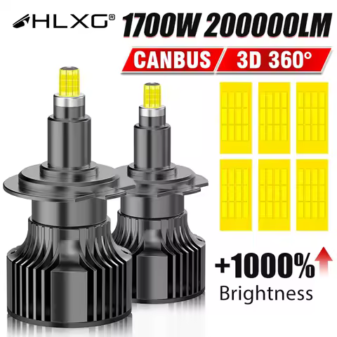 HLXG 1700W 200000LM H7 LED Headlight Bulbs CANBUS H8 H9 H11 9012 9005 9006 HIR2 HB3 HB4 Auto Lamps 360 Car Lights 6000K 12V 24V
