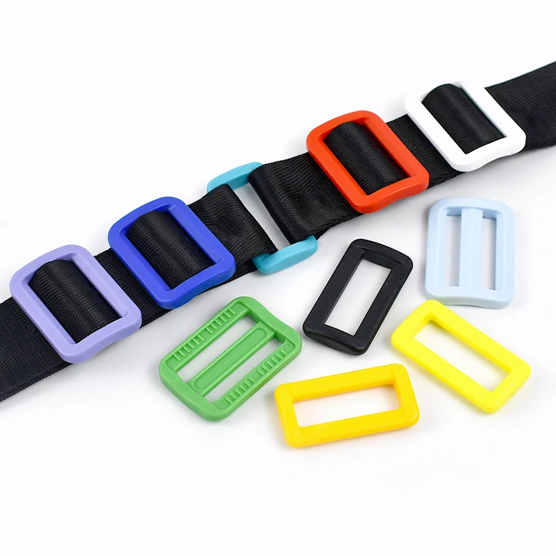 

50Pcs 25-38mm Colorful Plastic Buckle Rectangular Buckles Ribbon Connect Ring Backpack Shoulder Strap Adjuster DIY Bag Accessory