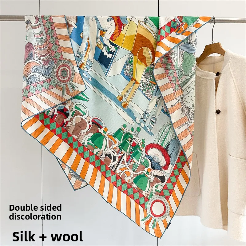 

High-end Double-Sided Multi-Colored Pony Post Station Silk Wool Large Towel
